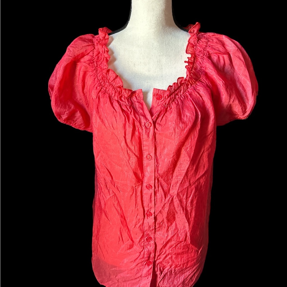 Shear coral button up